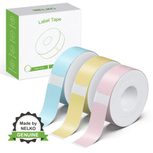 Load image into Gallery viewer, NELKO Genuine P21 Label Maker Tape, Adapted Label Print Paper, 14x40mm (0.59"x1.57"), Standard Laminated Office Labeling Tape Replacement, Multipurpose of P21, 180 Tapes/Roll, 3-Roll, Blue/Yellow/Pink