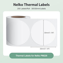 Load image into Gallery viewer, Nelko PM220 Label Maker, 1.18'' x 1.18'' (30x30mm) Thermal Sticker Label, Waterproof, Multi-Purpose Label Tape, 1 Roll of 200 Self-Adhesive Thermal Paper (White)