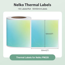 Load image into Gallery viewer, Nelko Labels for PM220, 2 inch (50mm) Round Thermal Label, 1 Roll of 150 Self-Adhesive Thermal Paper Gradient Green