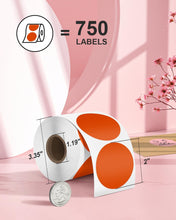 Load image into Gallery viewer, Nelko 2 Inch Orange Circle Thermal Stickers Labels 750 Labels/Roll