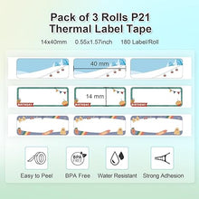 Lade das Bild in den Galerie-Viewer, NELKO Genuine P21 Label Maker Tape, Adapted Label Print Paper, 14x40mm (0.55"x1.57"), Standard Laminated Labeling Replacement, Multipurpose of P21, 180 Tapes/Roll, 3-Roll, Birthday Theme Tape