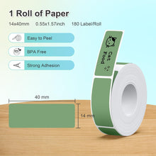 Load image into Gallery viewer, Nelko Genuine P21 Label Maker Tape, Adapted Label Print Paper, 14x40mm (0.55"x1.57"),Multipurpose of P21 Label Maker, 180 Tapes/Roll, 1 Roll, Army Green