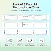 Load image into Gallery viewer, NELKO Genuine P21 Label Maker Tape, Adapted Label Print Paper, 14x40mm (0.55"x1.57"),180 Tapes/Roll, 3-Roll,Green Series Border Theme Tape