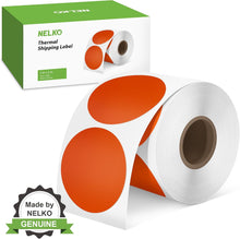 Load image into Gallery viewer, Nelko 2 Inch Orange Circle Thermal Stickers Labels 750 Labels/Roll
