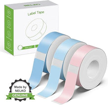 画像をギャラリービューアに読み込む, NELKO Genuine P21 Label Maker Tape, Adapted Label Print Paper, 14x40mm (0.55"x1.57"), Standard Laminated Labeling Replacement, Multipurpose of P21, 180 Tapes/Roll, 3-Roll, Light Blue/Sky Blue/Pink