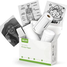 Load image into Gallery viewer, Nelko Genuine Self-Adhesive Thermal Printer Stickers, Compatible with PM230 Mini Sticker Printer, Black on White, 54mmx3.5m Mini Sticker Printer Paper for Journal, Photos, Note, 3 Rolls, Transparent