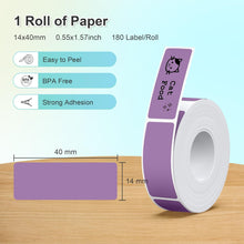 Lade das Bild in den Galerie-Viewer, Nelko Genuine P21 Label Maker Tape, Adapted Label Print Paper, 14x40mm (0.55"x1.57"), Multipurpose of P21 Label Maker, 180 Tapes/Roll, 1 Roll, Dark Purple