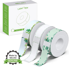 Load image into Gallery viewer, NELKO Genuine P21 Label Maker Tape, Adapted Label Print Paper, 14x40mm (0.55"x1.57"), Standard Laminated Labeling Replacement, Multipurpose of P21, 180 Tapes/Roll, 3-Roll, Plant Theme Tape