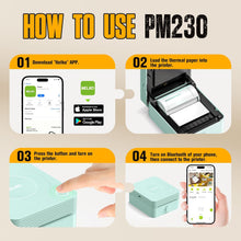 Lade das Bild in den Galerie-Viewer, Nelko PM230 Bluetooth Sticker Printer – Portable Mini Sticker Maker with 3 Rolls Paper, Compatible with Phone & Tablet, Multiple Templates, Green