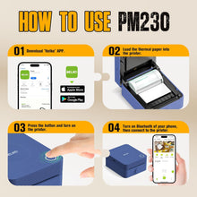 画像をギャラリービューアに読み込む, Nelko PM230 Bluetooth Sticker Printer – Portable Mini Sticker Maker with 3 Rolls Paper, Compatible with Phone & Tablet, Multiple Templates, Blue