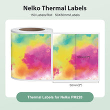 Load image into Gallery viewer, Nelko Labels for PM220, 2 inch (50mm) Round Thermal Label, 1 Roll of 150 Self-Adhesive Thermal Paper (Gradient Color)