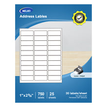 Load image into Gallery viewer, Address Labels, NELKO 1&quot; x 2-5/8&quot; Shipping Address Labels for Laser &amp; Inkjet Printer, Easy to Peel, Strong Adhesive for FBA Label
