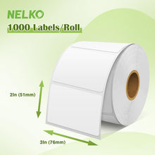Lade das Bild in den Galerie-Viewer, Nelko Original 3&quot; x 2&quot; Direkt-Thermoetikett, 1000 Etiketten (kommerzielle Qualität) 
