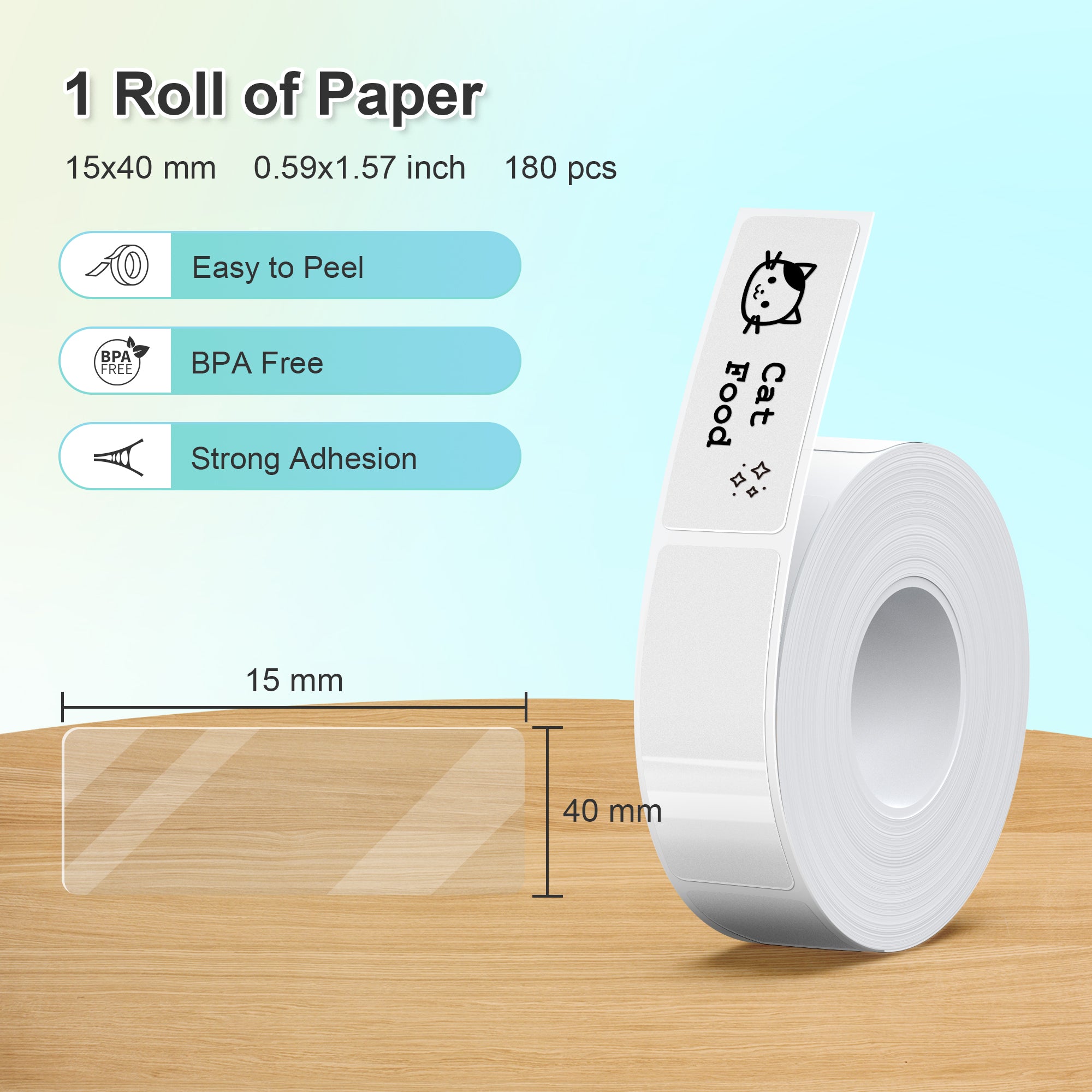 NELKO P21 Adapted Label Print Paper,14x40mm (0.55"x1.57"),180 Labels/Roll