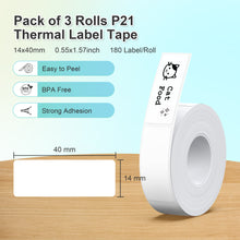Load image into Gallery viewer, NELKO P21 Adapted Label Print Paper,14x40mm (0.55&quot;x1.57&quot;),180 Tapes/Roll, 3-Roll
