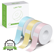 Load image into Gallery viewer, NELKO Genuine P21 Label Maker Tape, Adapted Label Print Paper, 12x40mm (0.47&quot;x1.57&quot;), Standard Laminated Office Labeling Tape Replacement, Multipurpose of P21, 180 Tapes/Roll, 3-Roll, Blue/Yellow/Pink
