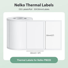 Load image into Gallery viewer, Nelko Labels for PM220, 2&#39;&#39; x 1.18&#39;&#39; (50x30mm) Thermal Sticker Label, 230 Labels/Roll, 3 Rolls (White)
