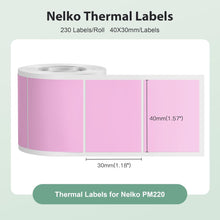画像をギャラリービューアに読み込む, Nelko Labels for PM220, 1.57&#39;&#39; x 1.18&#39;&#39; (40x30mm) Thermal Sticker Label, 1 Roll of 230 Self-Adhesive Thermal Paper (Pink)
