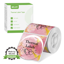 画像をギャラリービューアに読み込む, Nelko Labels for PM220, 2 inch (50mm) Round Thermal Label, 1 Roll of 150 Self-Adhesive Thermal Paper Pink Marble
