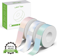 Load image into Gallery viewer, NELKO Genuine P21 Label Maker Tape, Adapted Label Print Paper, 14x40mm (0.55&quot;x1.57&quot;), Gradient Pink Blue Green Standard Laminated Labeling Replacement, Multipurpose of P21, 180 Tapes/Roll, 3-Roll, Gradient Pink/Blue/Green
