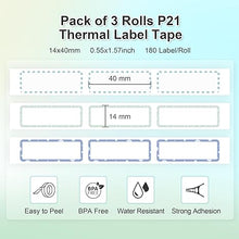 Load image into Gallery viewer, NELKO Genuine P21 Label Maker Tape, Adapted Label Print Paper, 14x40mm (0.55&quot;x1.57&quot;),180 Tapes/Roll, 3-Roll,Green Series Border
