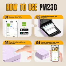 Load image into Gallery viewer, Nelko PM230 Bluetooth Sticker Printer – Portable Mini Sticker Maker with 3 Rolls Paper, Compatible with Phone &amp; Tablet, Multiple Templates, Purple
