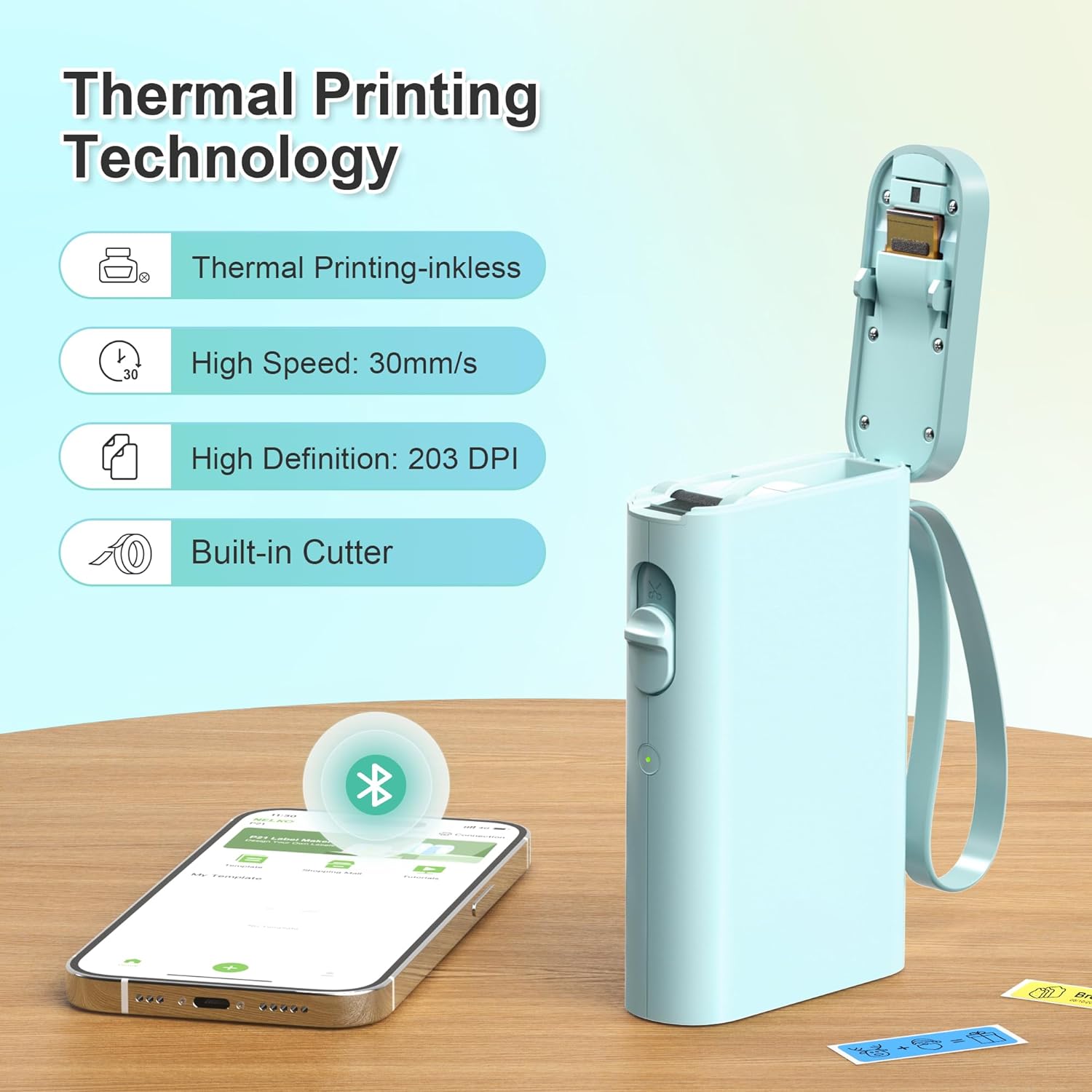 Nelko P21 Portable Bluetooth Label Printer,Cyan – nelkoprint