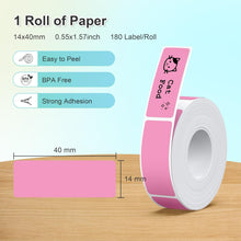 Load image into Gallery viewer, Nelko Genuine P21 Label Maker Tape, Adapted Label Print Paper, 14x40mm (0.55&quot;x1.57&quot;),  Multipurpose of P21 Label Maker, 180 Tapes/Roll, 1 Roll, Rose Red
