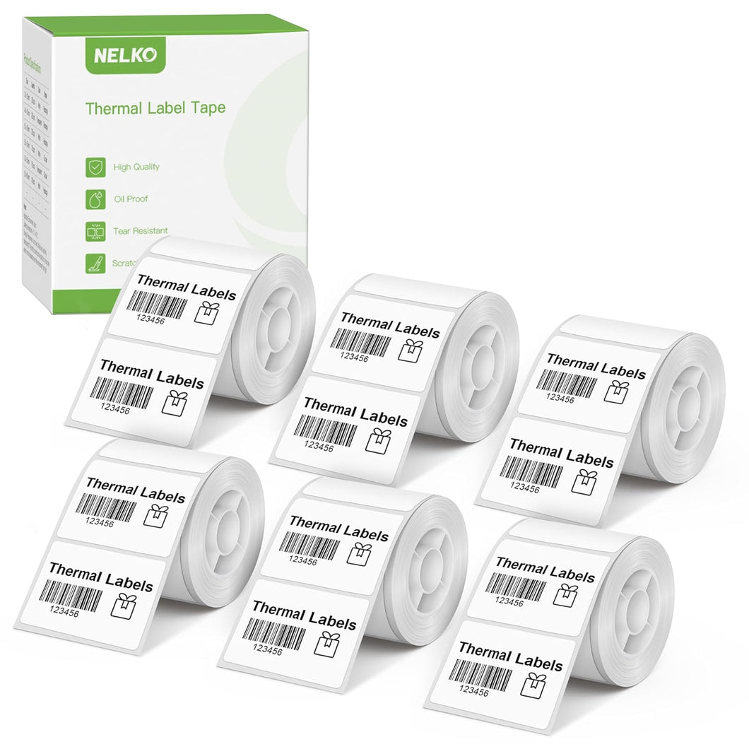 Nelko PM220 Label Maker, 1.57'' x 1.18'' (40x30mm) Thermal Sticker Label, 6 Roll of 230 Self-Adhesive Thermal Paper (White)