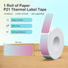 画像をギャラリービューアに読み込む, Nelko Genuine P21 Label Maker Tape, Adapted Label Print Paper, 14x40mm (0.55&quot;x1.57&quot;),  Multipurpose of P21 Label Maker, 180 Tapes/Roll, 1 Roll, Light Purple
