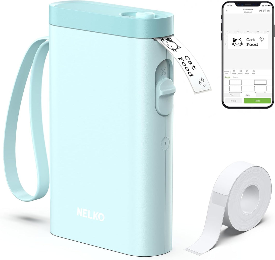 Nelko P21 Portable Bluetooth Label Printer,Cyan