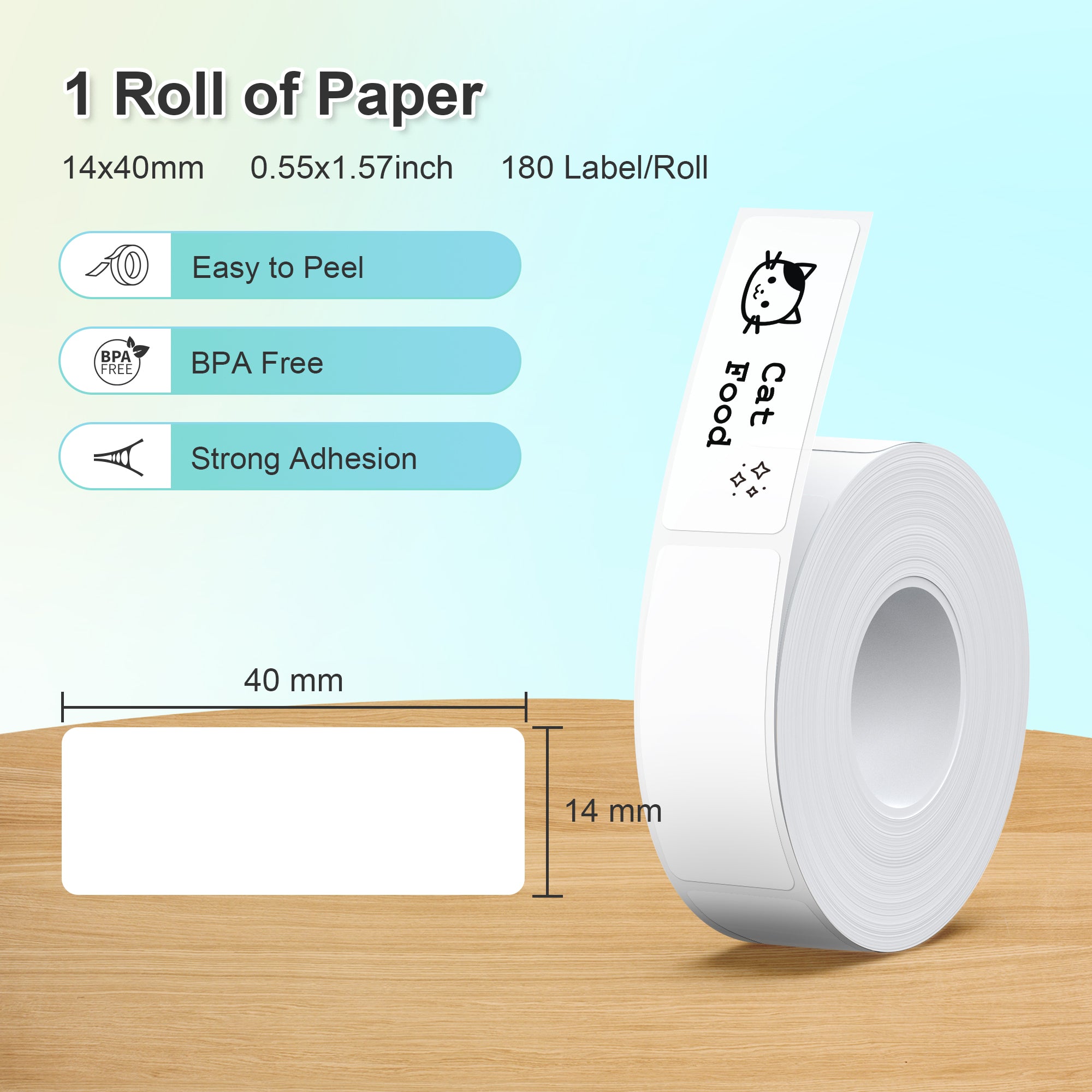 NELKO P21 Adapted Label Print Paper,14x40mm (0.55"x1.57"),180 Labels/Roll