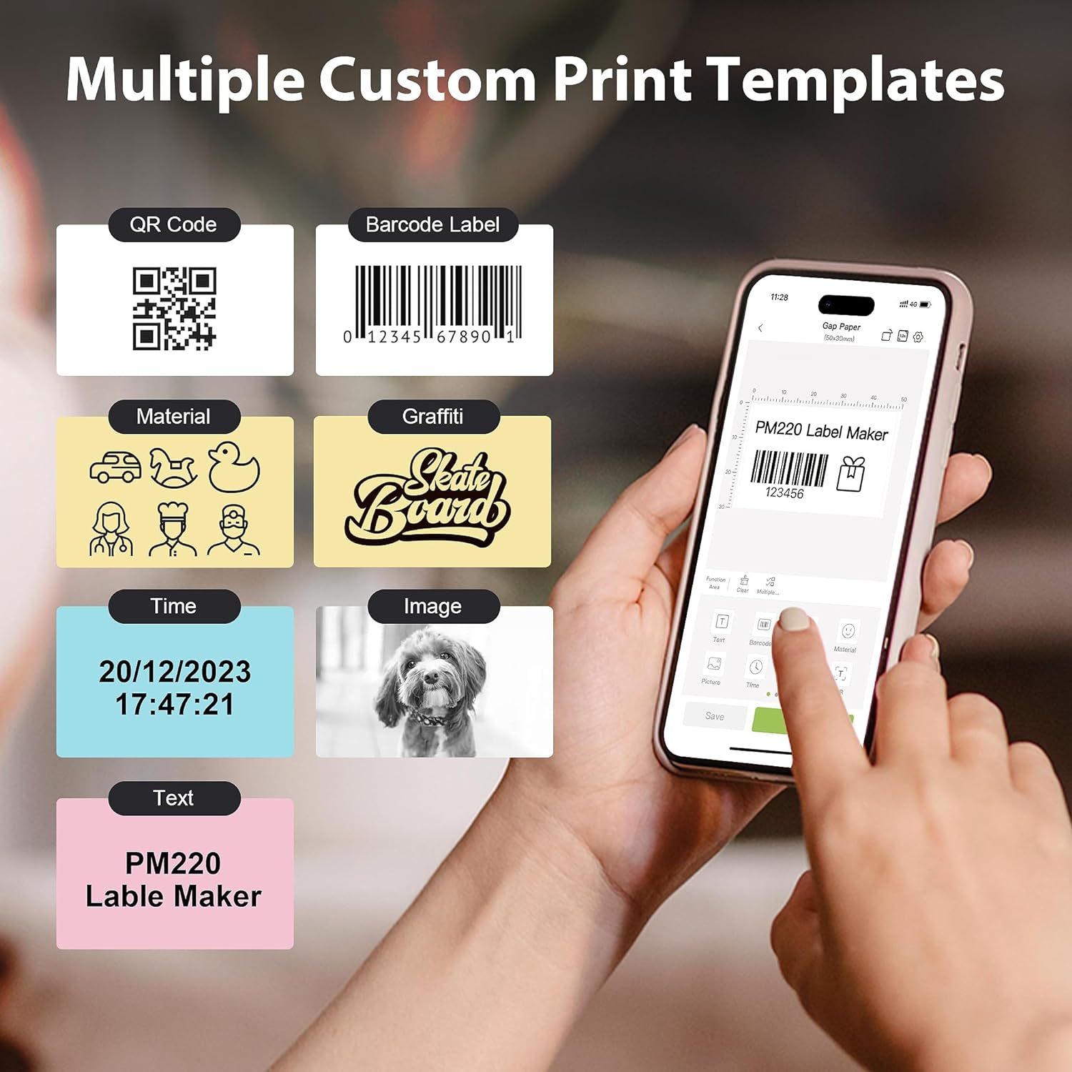 Nelko Labels for PM220, 2 inch (50mm) Round Thermal Label, 1 Roll of 150 Self-Adhesive Thermal Paper Pink Marble