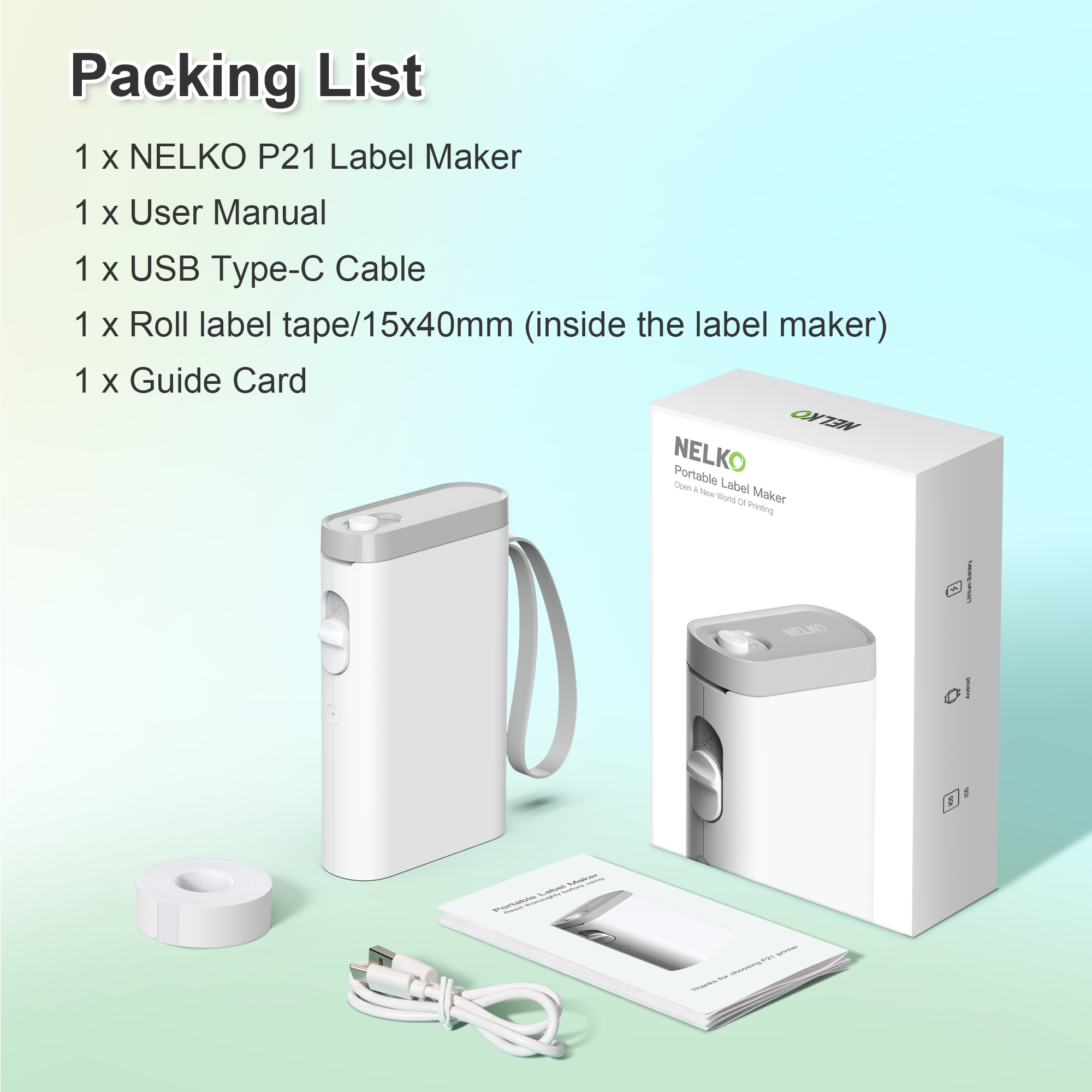 NELKO Label Maker Machine with Tape P21 Portable Bluetooth Label Printer  Read