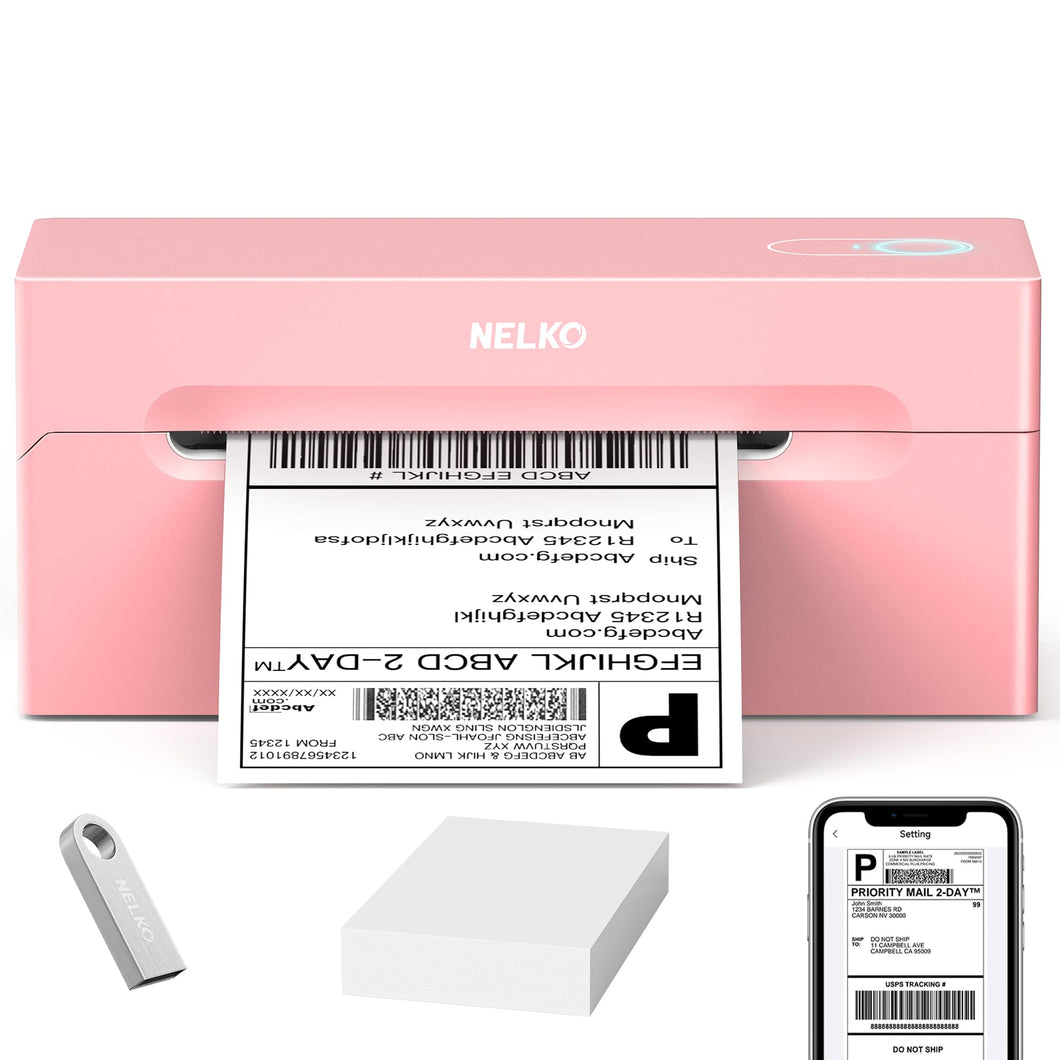 Nelko Bluetooth Thermal Shipping Label Printer PL70e(Pink)