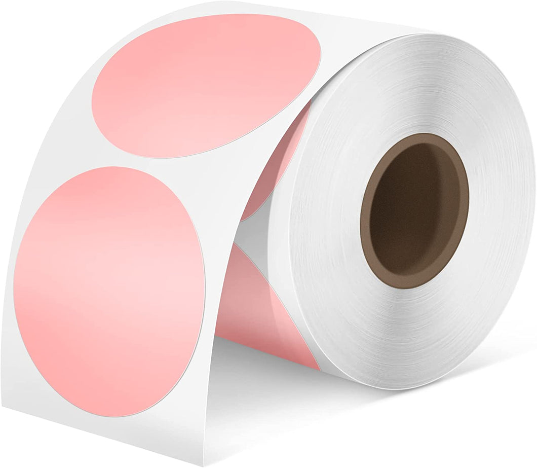 NELKO 2 Inch Pink Circle Thermal Stickers Labels 750 Labels/Roll