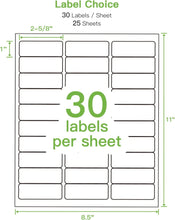 Load image into Gallery viewer, NELKO Address Labels, 1&quot; x 2-5/8&quot; Shipping Address Labels for Laser &amp; Inkjet Printers, Mailing Sticker Labels, Easy to Pee for FBA Label (25 Sheets, 750 Labels)
